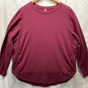 Women's Oversized Long Sleeve Burgundy Large Relaxed Fit yoga fit lounge comfy